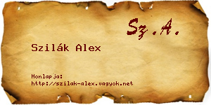 Szilák Alex névjegykártya